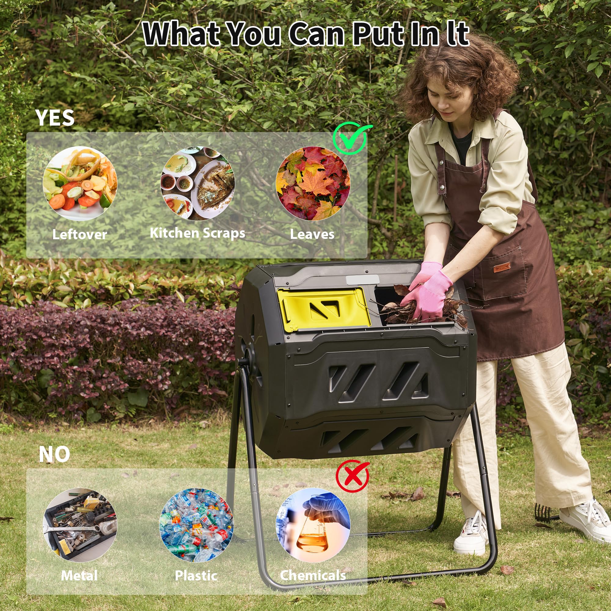 DIAMONDFORGE lifestyle backyard setting showing compact placement and garden-ready compost