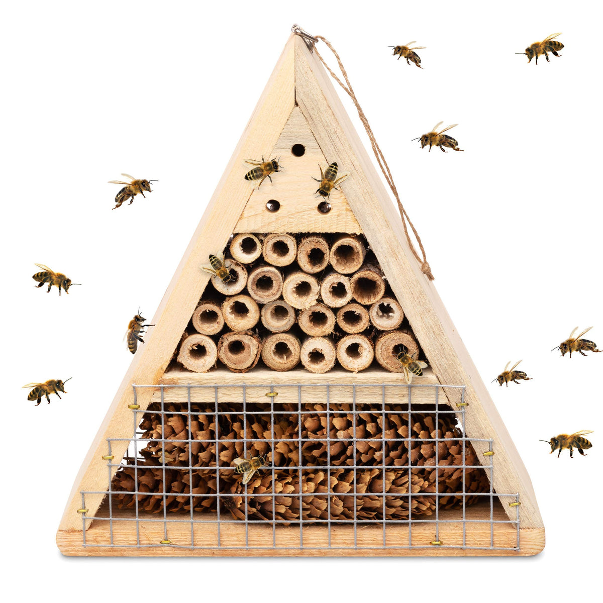 Diaotec elderberry mason bee house front view showing durable shelter and attractive look