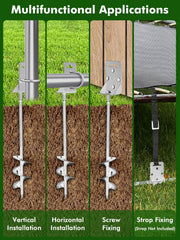 Dibaful close-up of double-spiral anchor, showing welded seams and chrome finish for long life