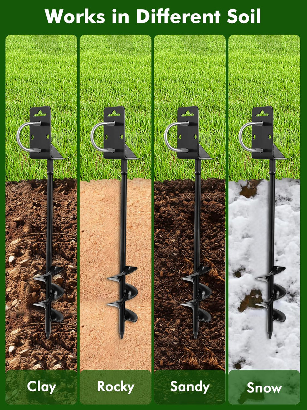 Dibaful anchor installed in soil cross-section demonstrating deep anchoring for wind resistance benefit