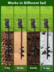 Dibaful anchor installed in soil cross-section demonstrating deep anchoring for wind resistance benefit