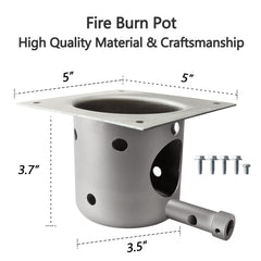 dibay close-up of fire burn pot showing durable fit and improved combustion