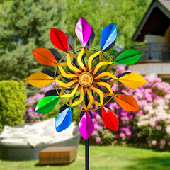 DIBIEECN close-up of rainbow metal blades highlighting reflective finish