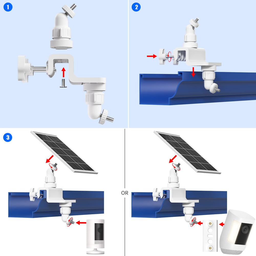 Didalo panel angle adjustment on dual ball heads for optimal sun exposure and camera aim