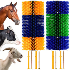 DiDiBirDi front view of two mounted livestock brushes showing sturdy design and immediate benefit