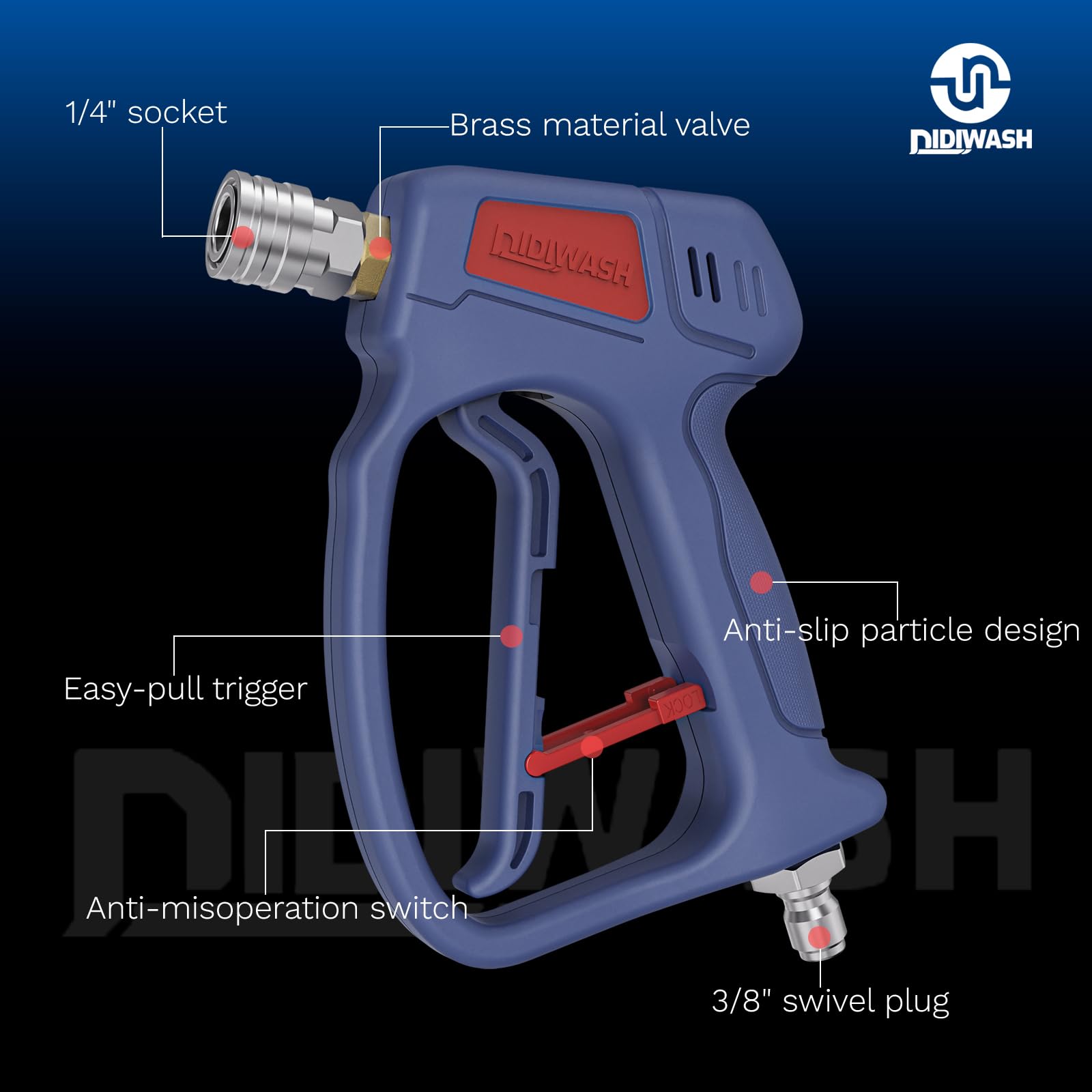 DiDiWash 40° rubber nozzle closeup protecting surfaces and creating even water mist