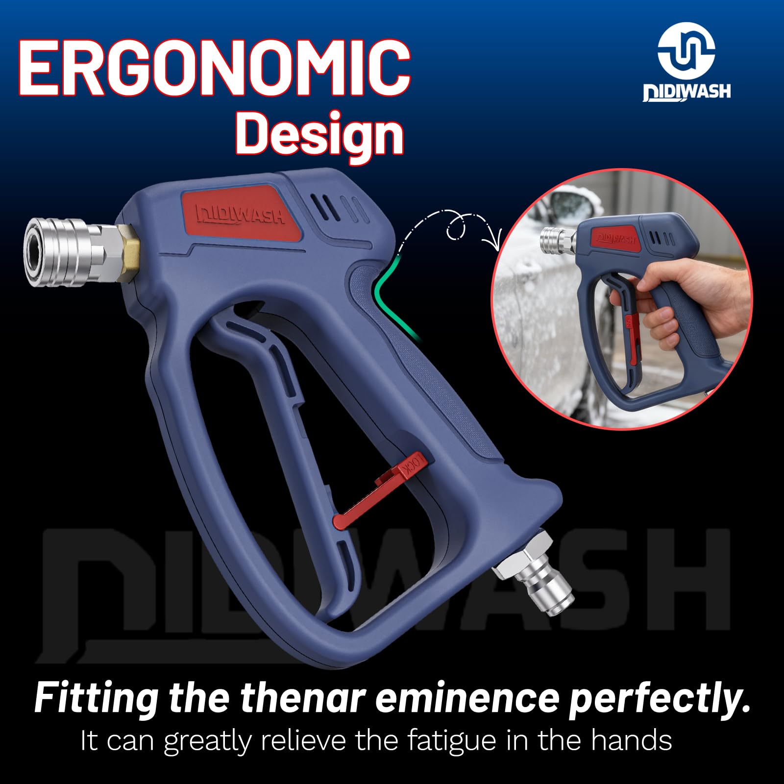 DiDiWash ergonomic comfort grip detail delivering secure handling and reduced hand fatigue