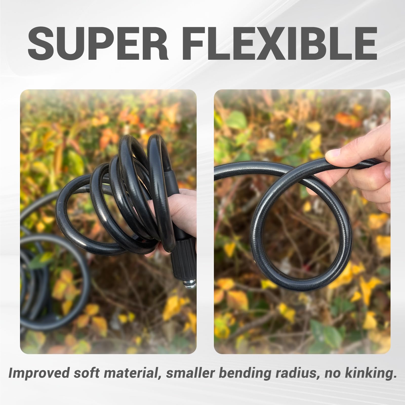 DiDiWash flexible hose in use washing a car for tangle-free maneuvering