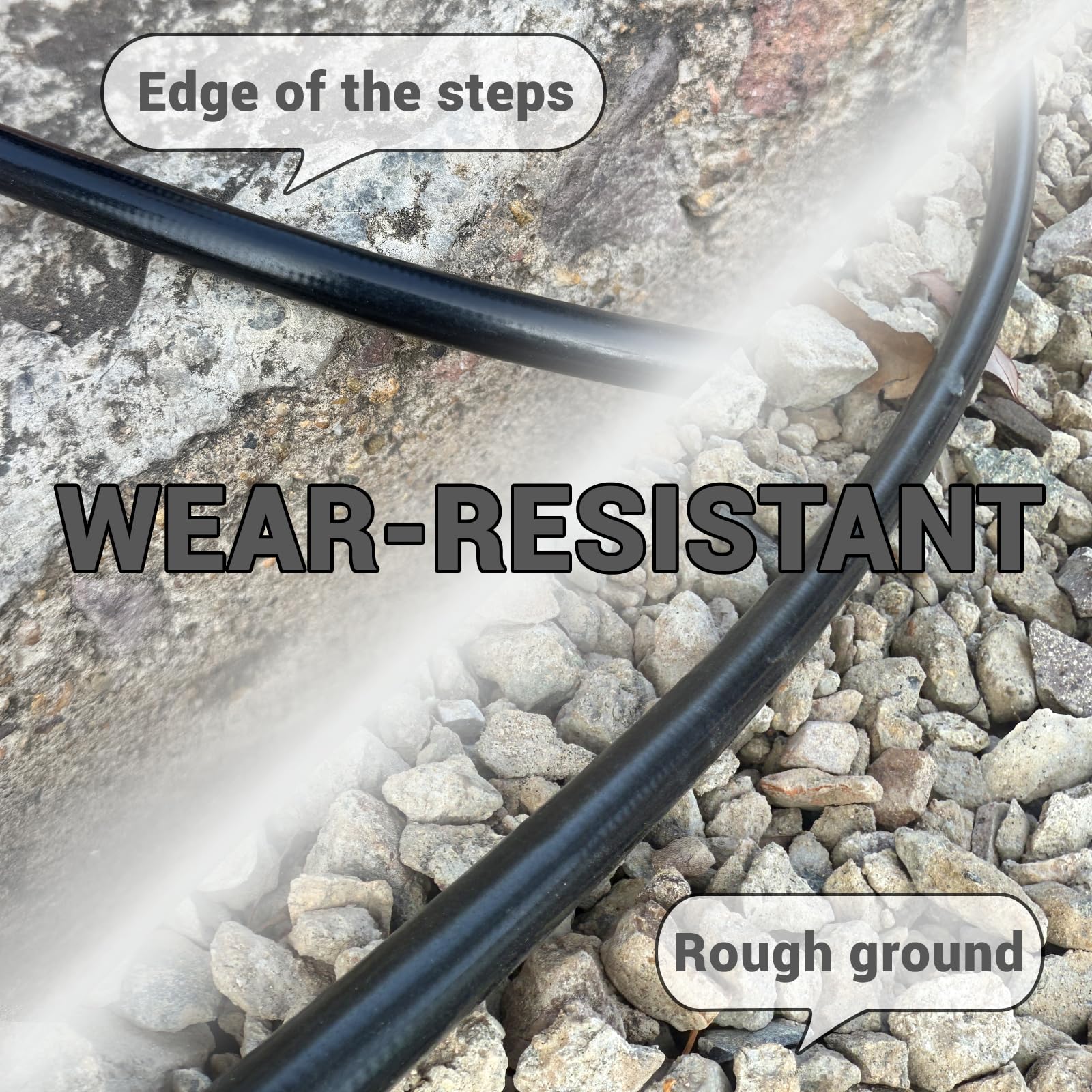 DiDiWash hose stretched beside tape measure showing true 50ft length