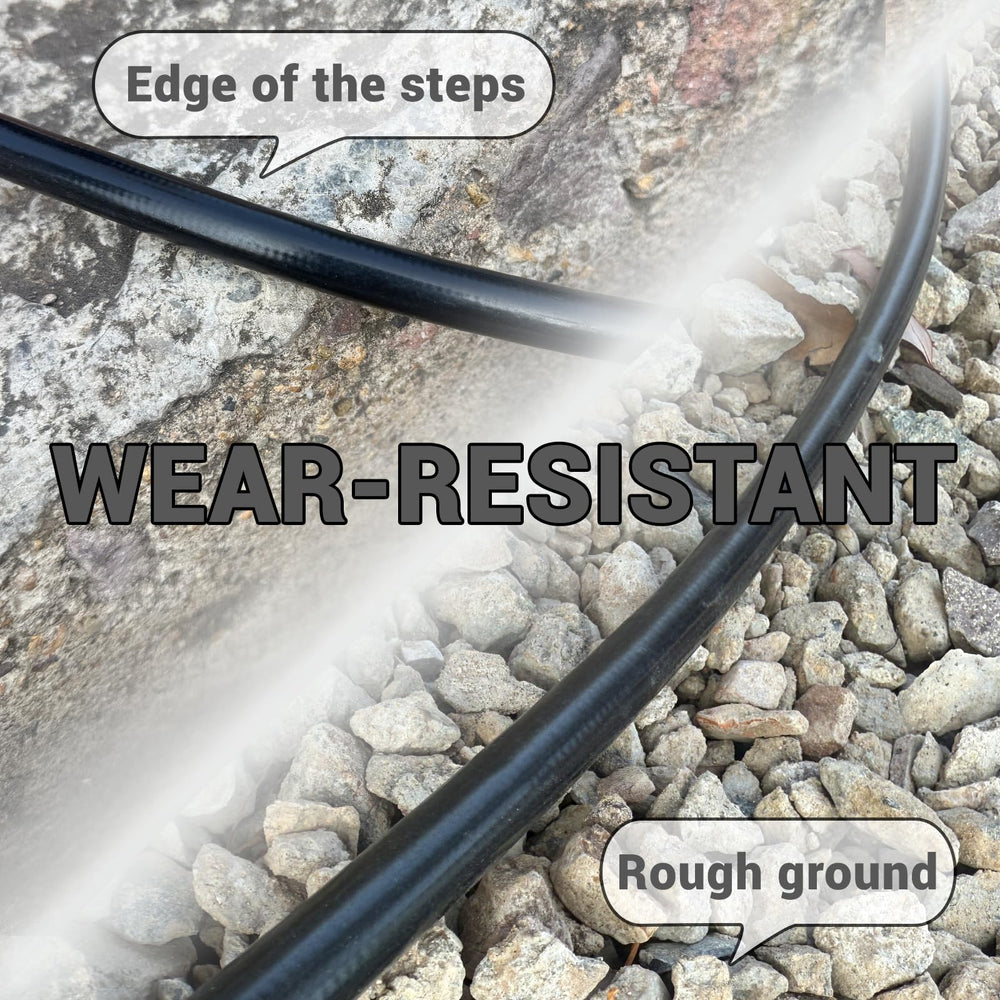 DiDiWash hose stretched beside tape measure showing true 50ft length