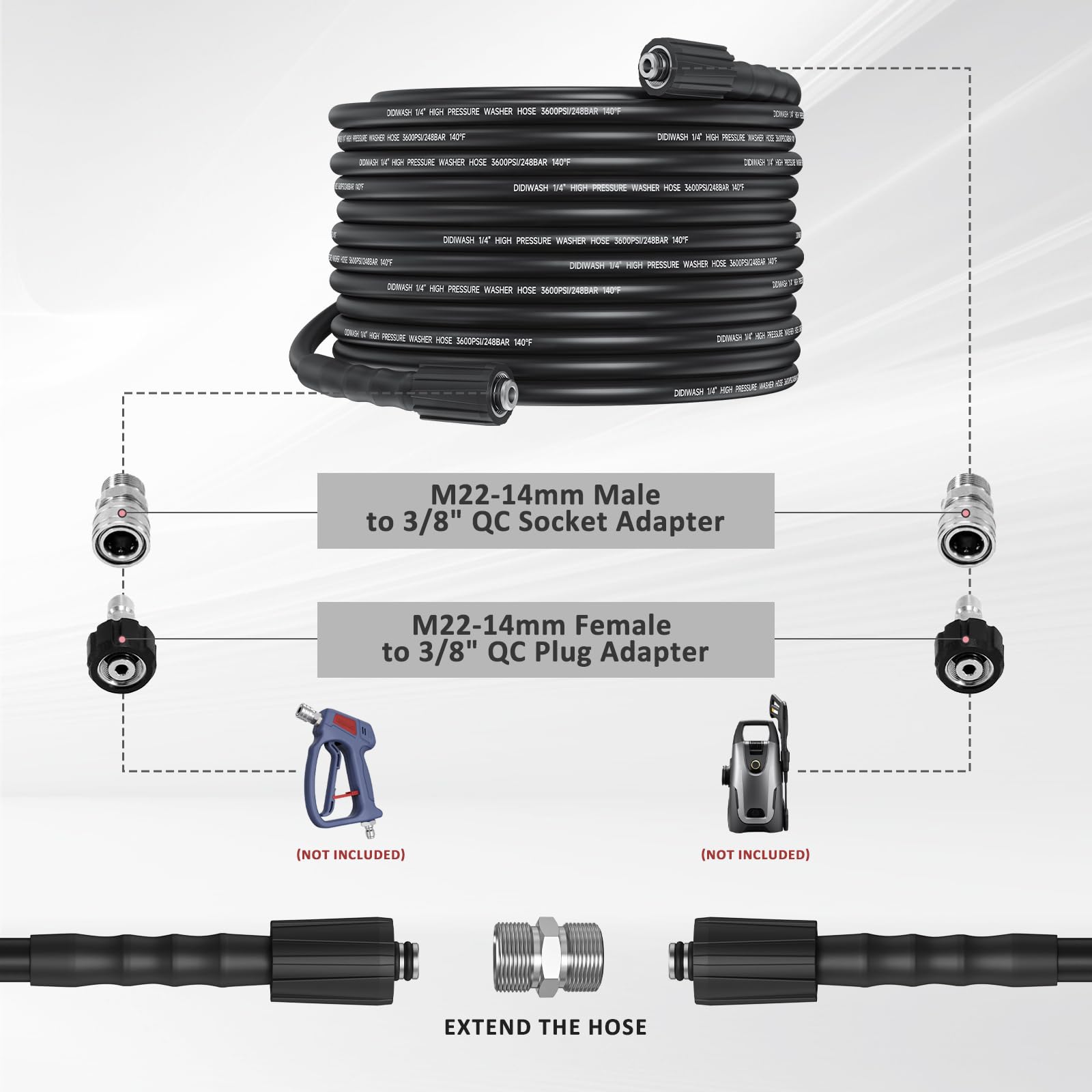 DiDiWash arranged quick-connect kit components for fast tool-free hookups