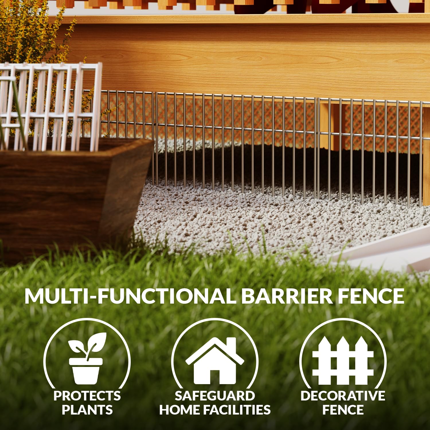 Dig Defence in backyard protecting plants and keeping pets safe