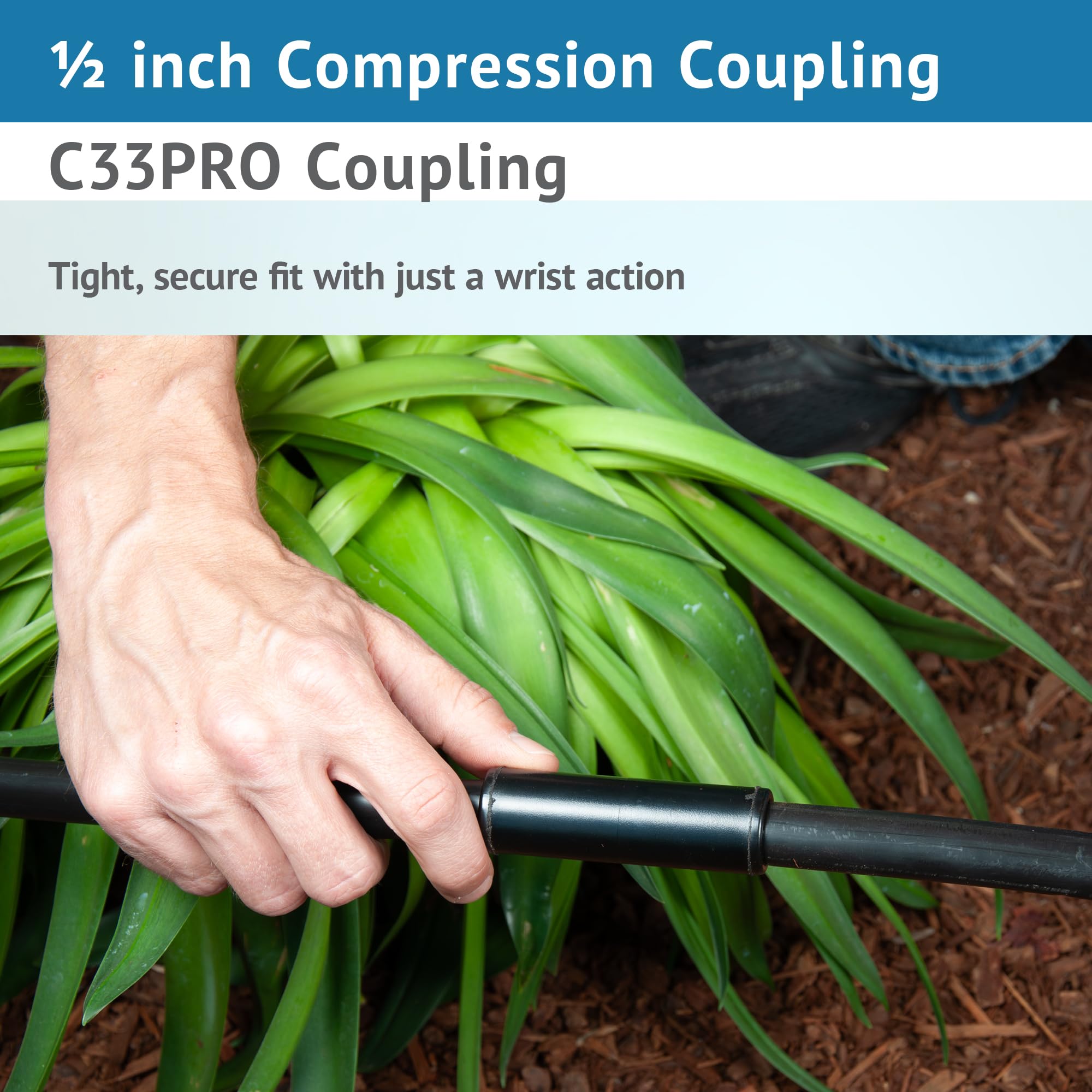 DIG coupling in a backyard irrigation layout showing fast system extension benefit
