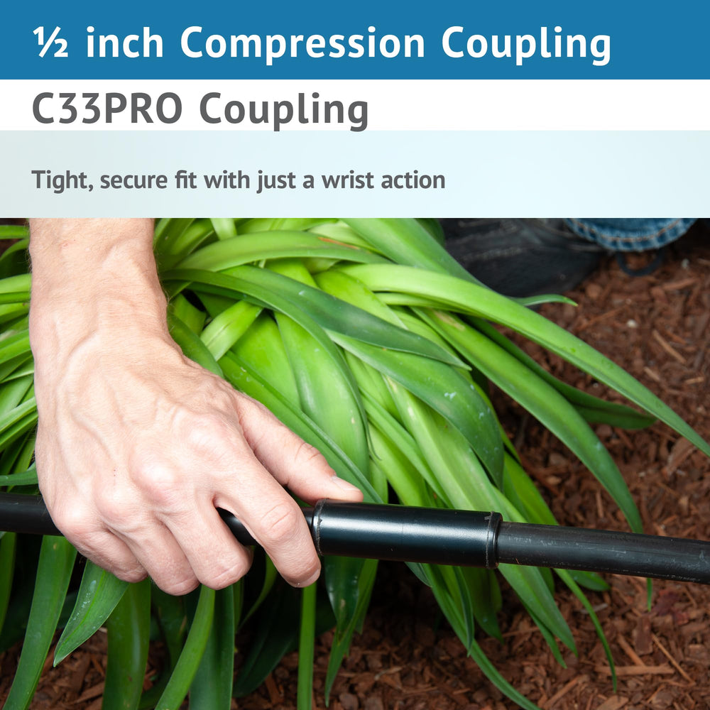 DIG coupling in a backyard irrigation layout showing fast system extension benefit
