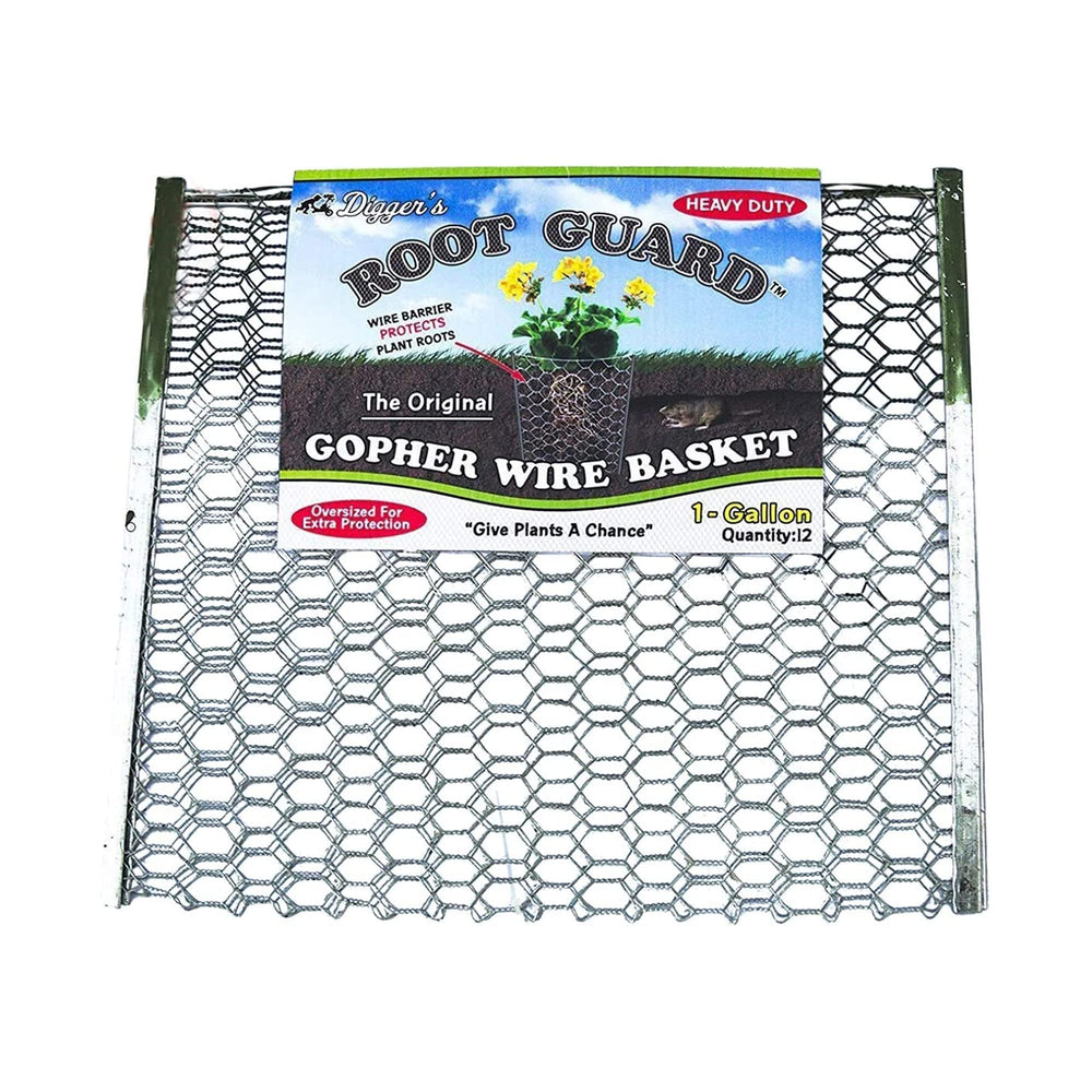 Digger's front packaging showing 12 baskets and garden-ready protection