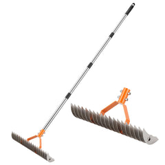 DigiGlow front view assembled rake showing full 19-tine head and frame benefits durability