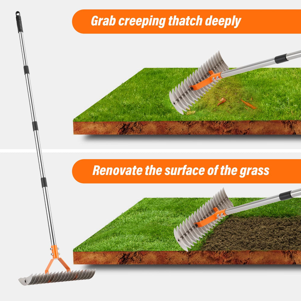DigiGlow gardener using rake near flower beds showing versatile yard cleanup benefit
