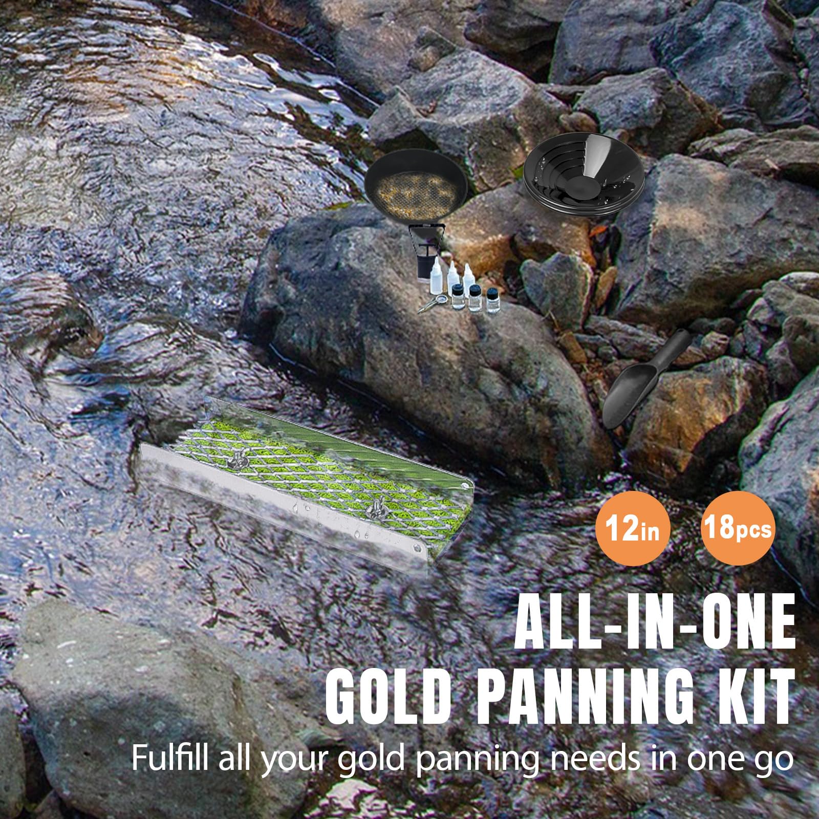 DigNew close-up of 12-inch aluminum sluice highlighting lightweight corrosion-resistant frame