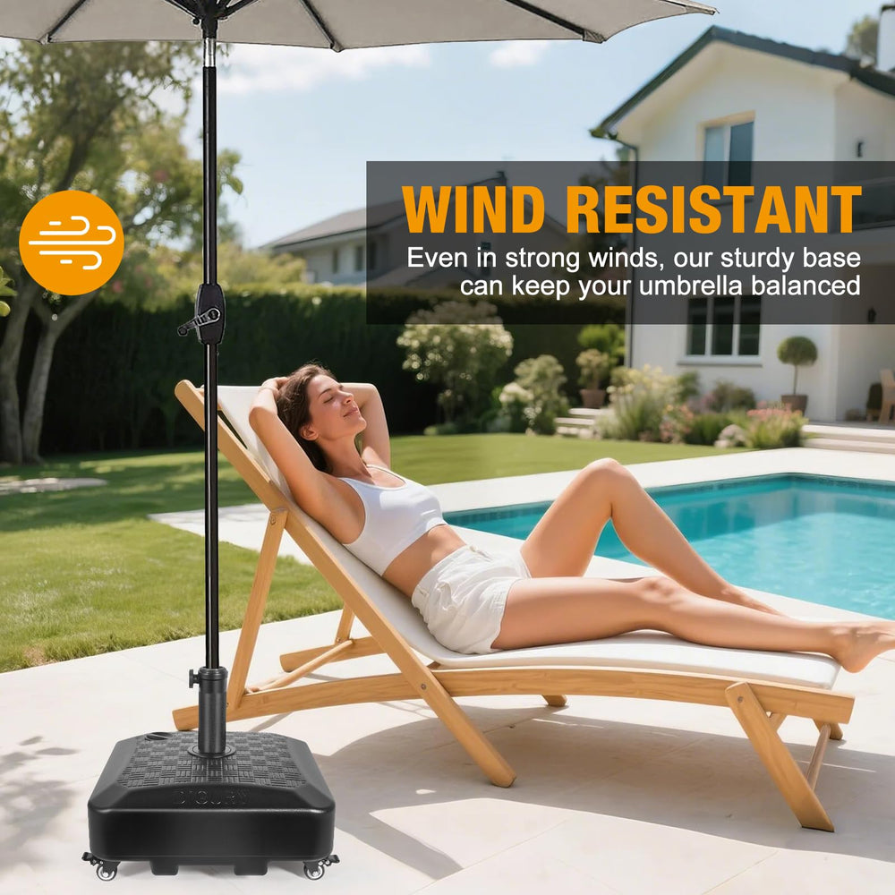 Digury lifestyle patio setup showing mobile base providing shade and easy repositioning