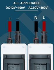 DIHOOL close-up of solar terminal block with included terminals for quick plug-and-play connection