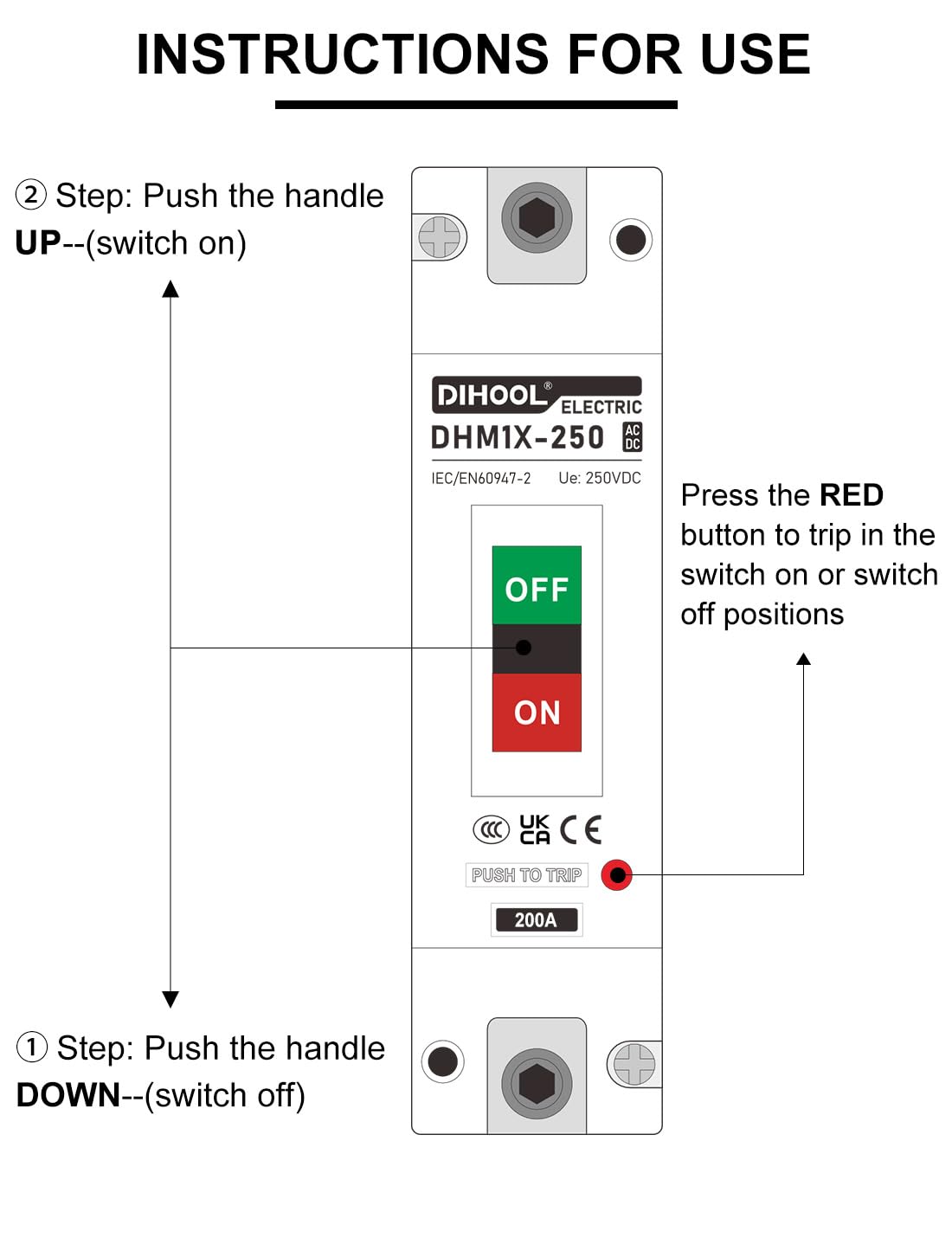 DIHOOL terminal wiring detail showing secure cable connections and safety
