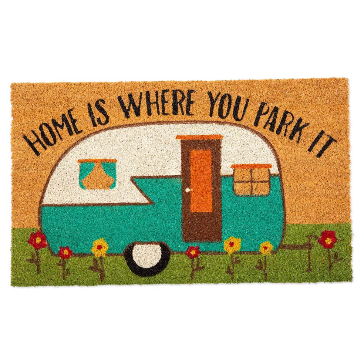 DII coir doormat front view showing welcome design and durable scraping surface