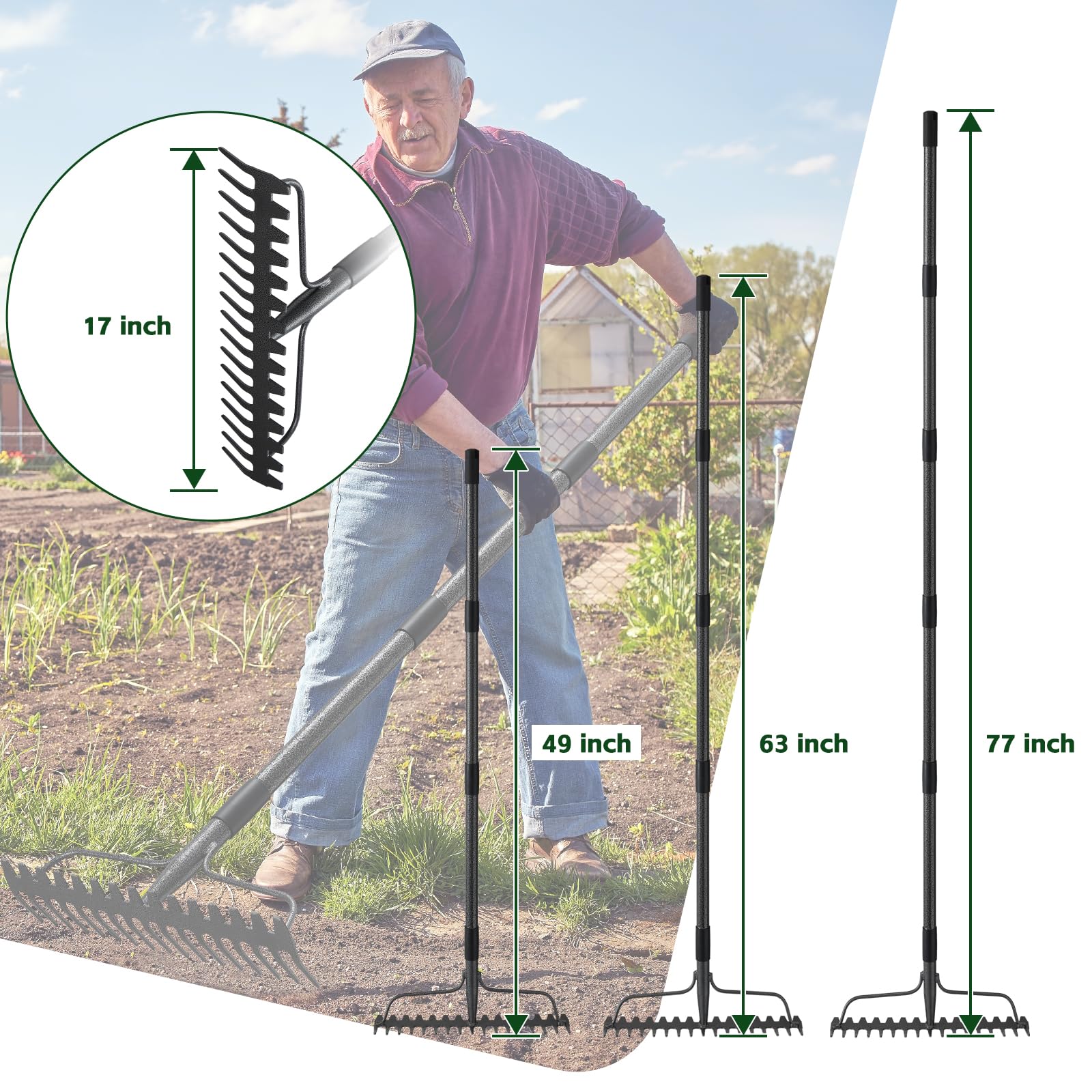 DIIG rake in garden use loosening soil and spreading topsoil for faster prep
