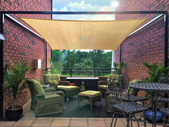 DIIG front view of 16x20 sand shade sail showing full coverage benefit