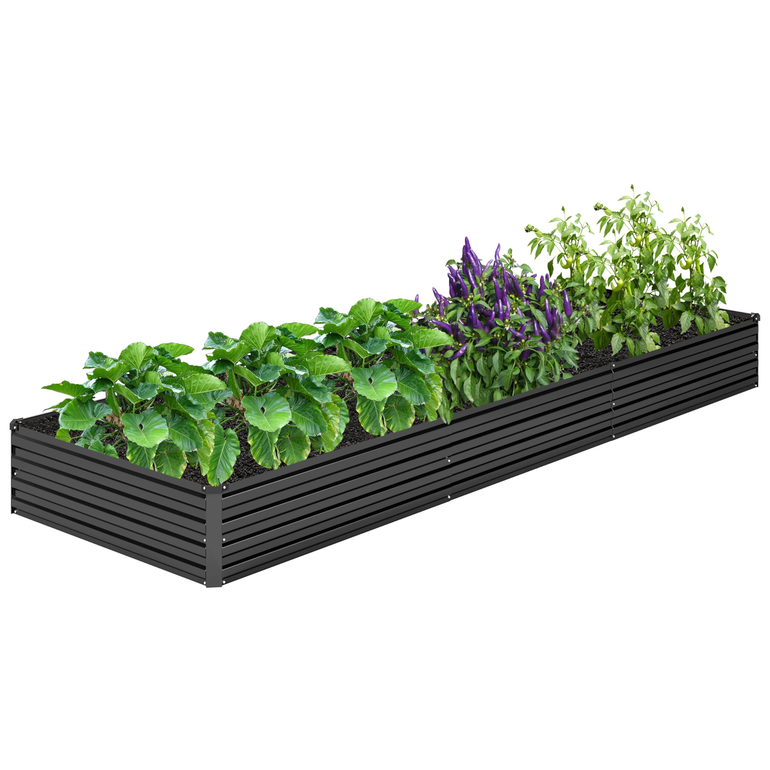 DIIYIV front view of full 12x4x1FT planter showing generous planting area and neat edges