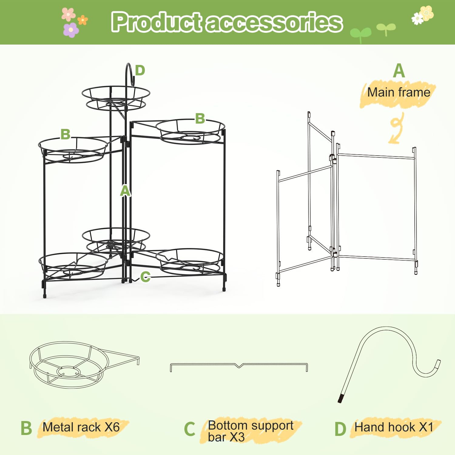 DiiKoo labeled components and manual showing quick five-minute assembly advantage