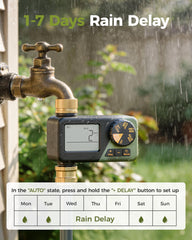 Diivoo timer mounted to outdoor faucet enabling hands-free irrigation