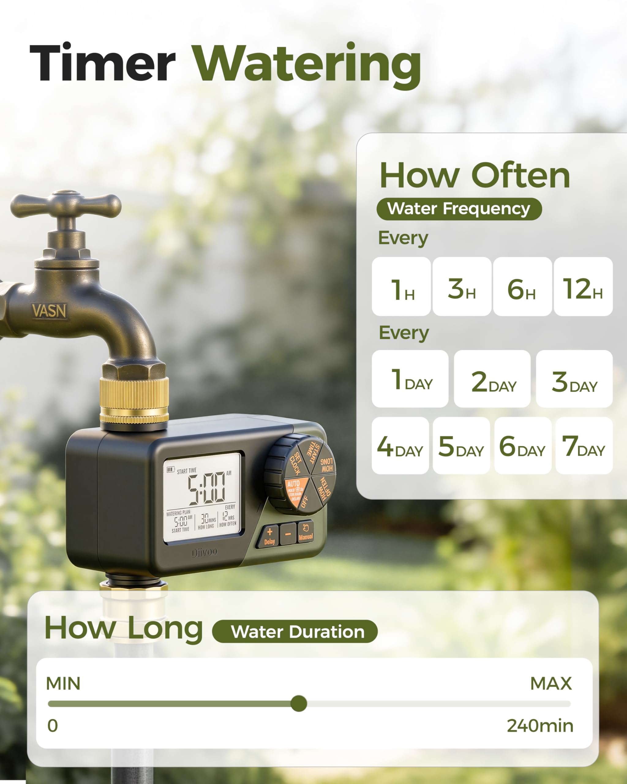 Diivoo large LCD display closeup for clear schedule and battery status