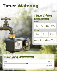 Diivoo brass timer close-up display showing next schedule and battery level