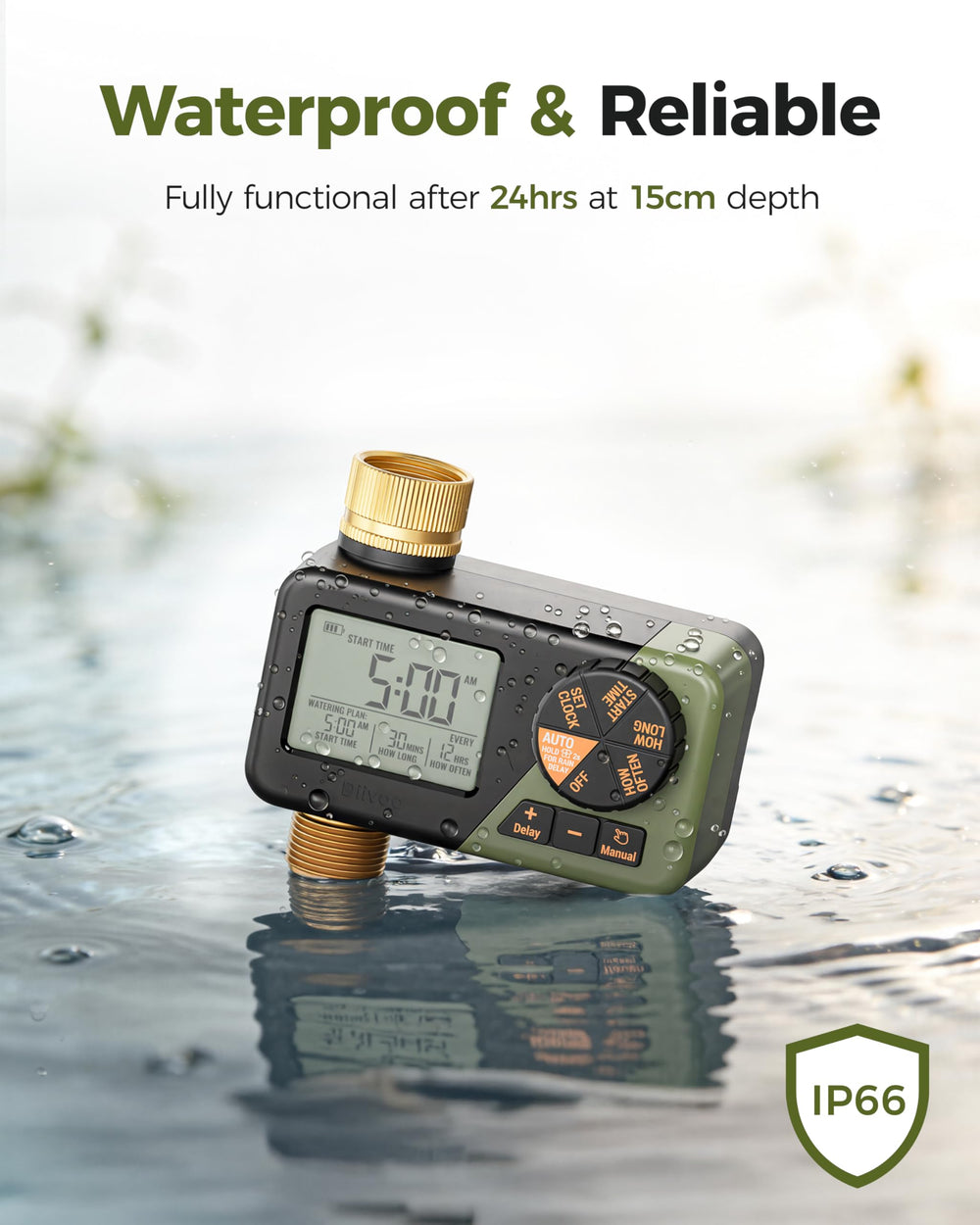 Diivoo brass timer with included sealing kit showing secure hose connection