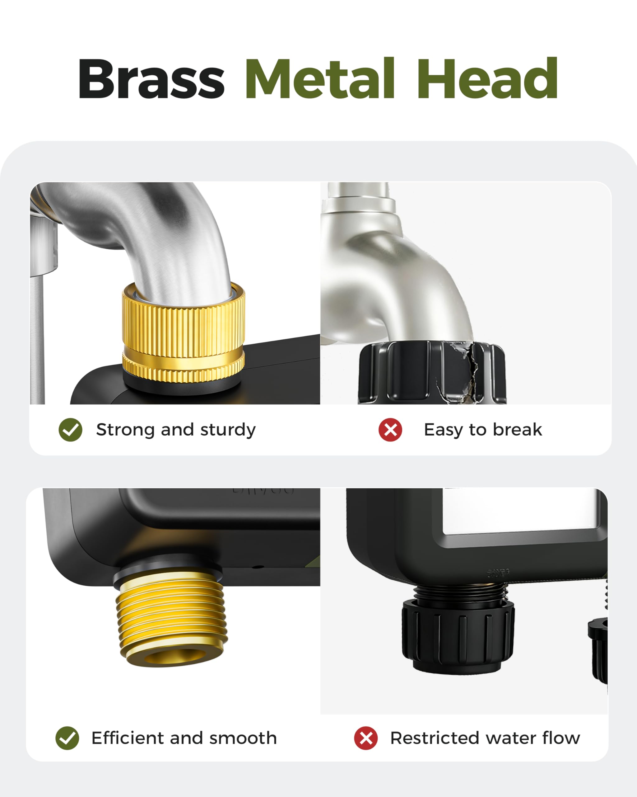 Diivoo brass timer in rain illustrating IP66 protection for outdoor reliability