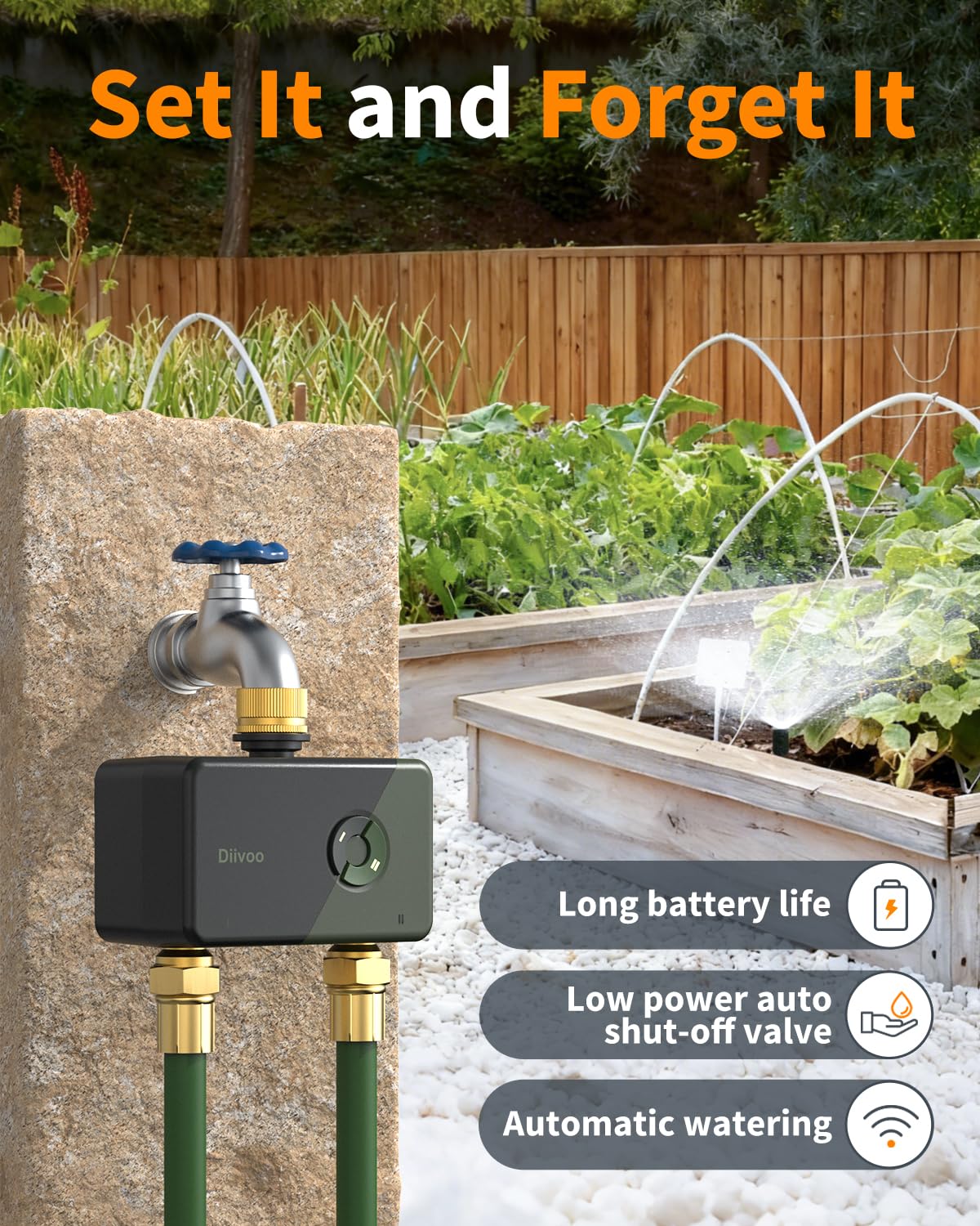 Diivoo lifestyle garden installation displaying reliable irrigation for lawns