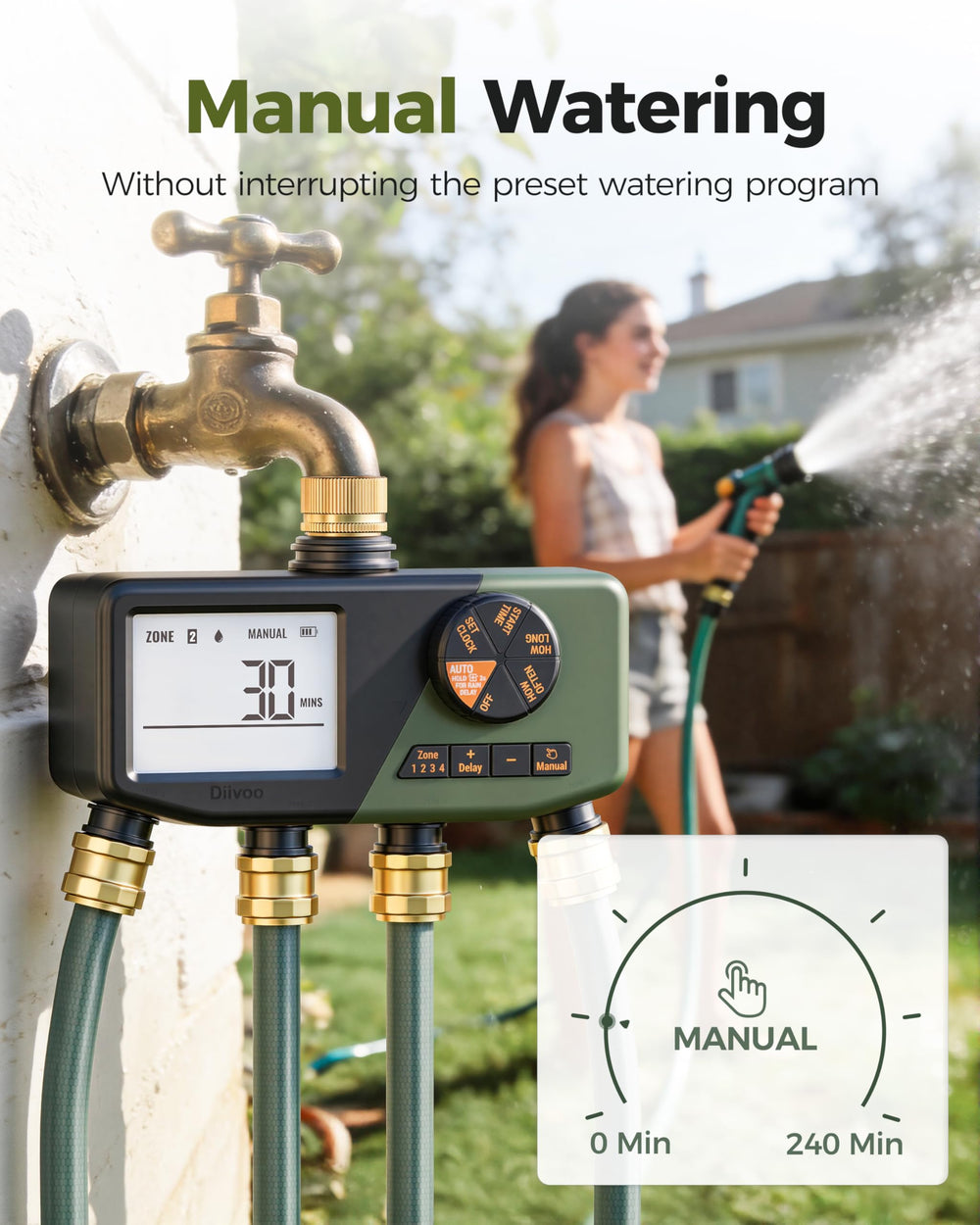 Diivoo installed in garden portraying convenient automated watering