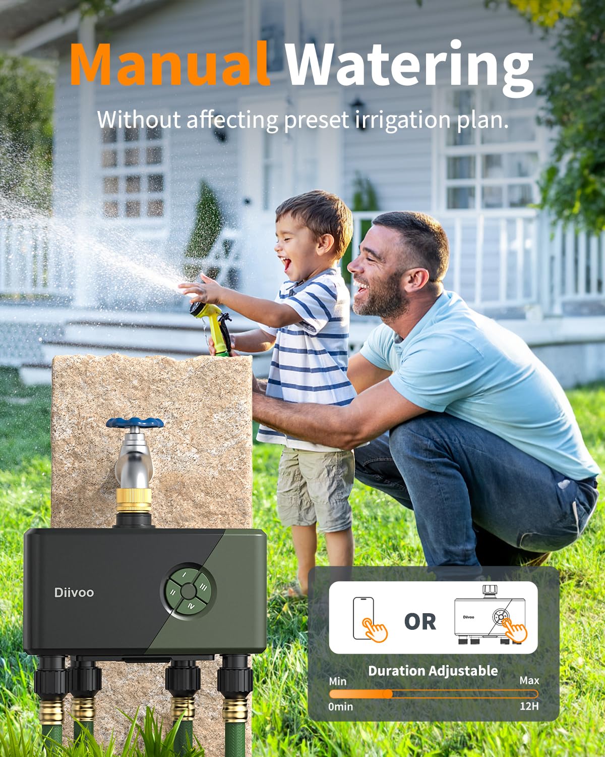 Diivoo mist mode in use showing gentle spray for delicate plants and cooling