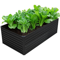 DIIYIV front view of galvanized raised bed showing durable planting area