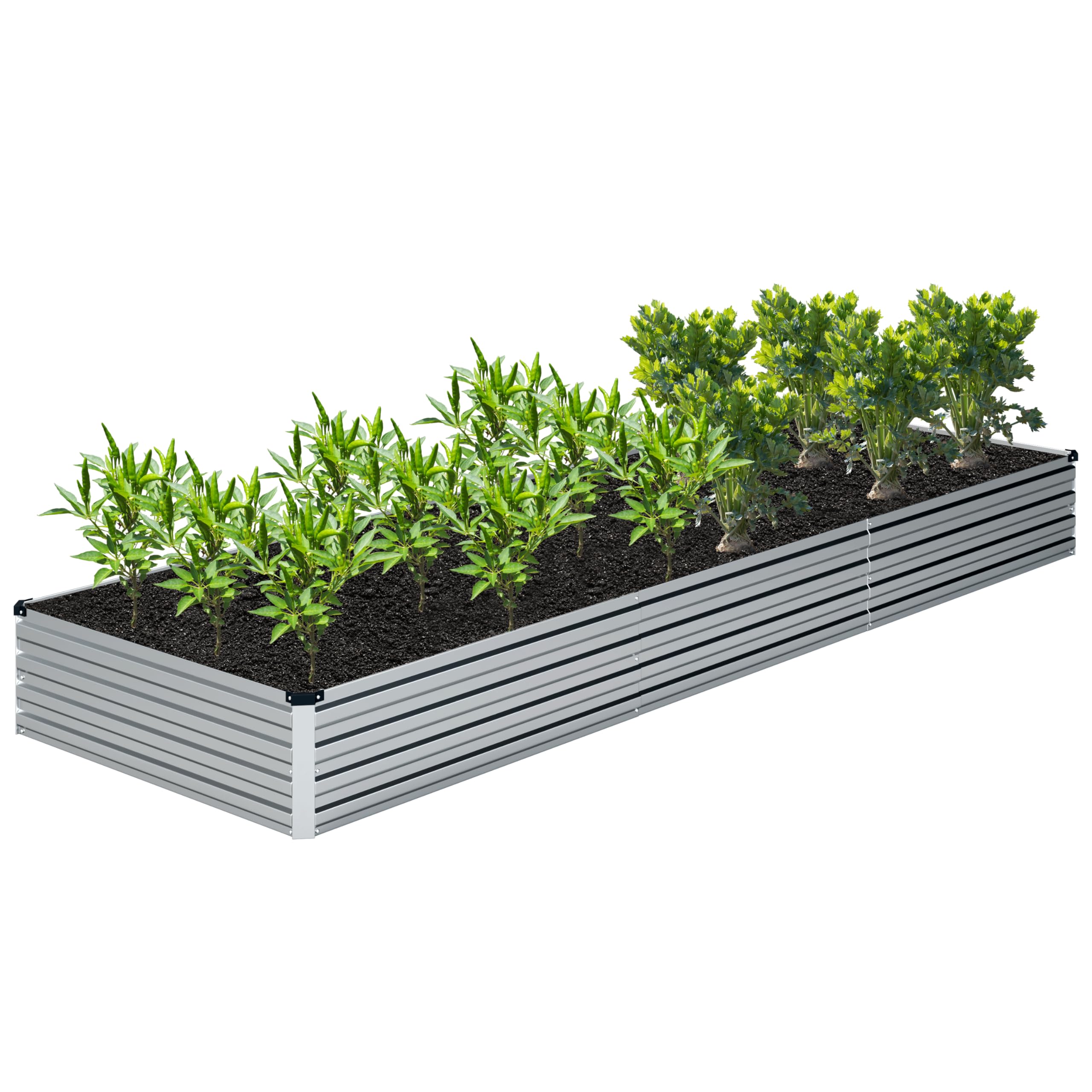 DIIYIV front view of galvanized raised bed showing large planting area