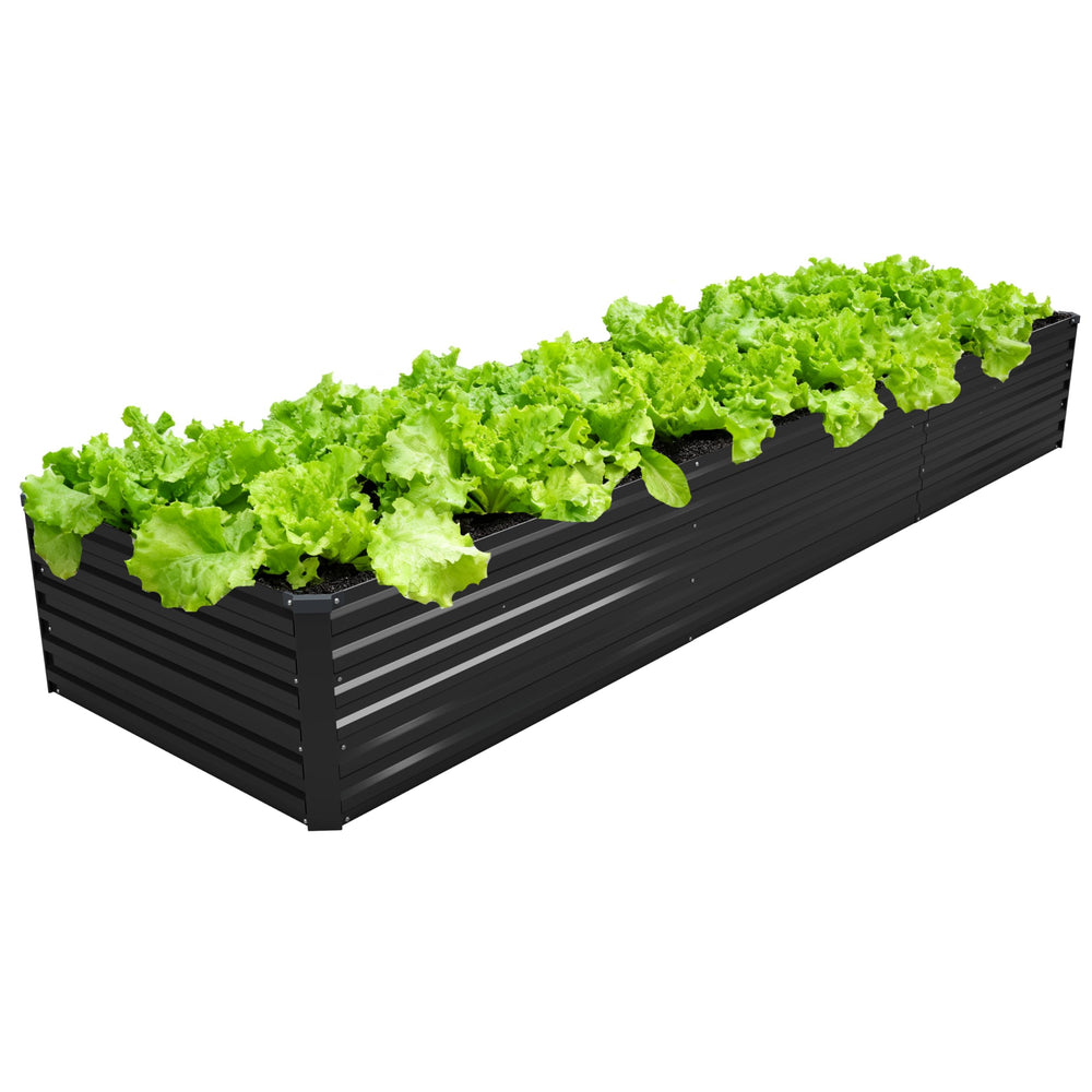 DIIYIV front view of full raised bed showing clean black finish and sturdy structure