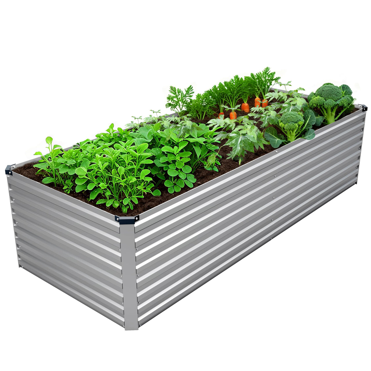 DIIYIV front view of galvanized raised bed showing roomy planting area