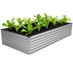 DIIYIV front view of galvanized raised bed showing roomy planting area