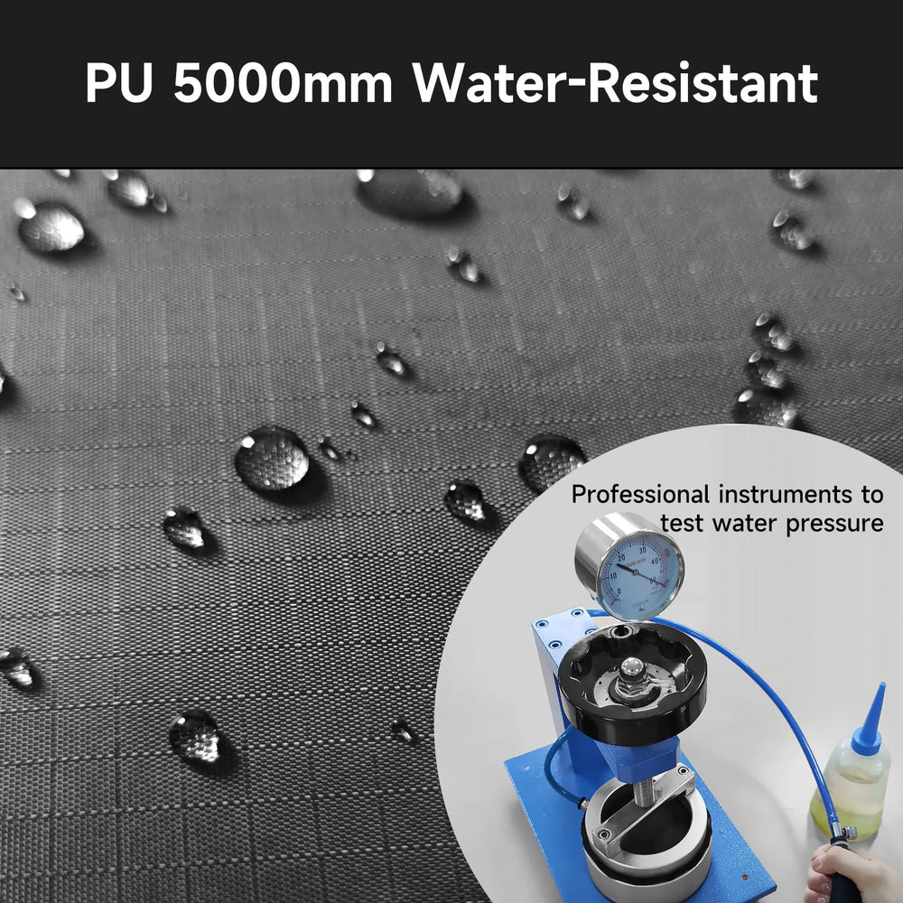 Dikutar close-up of PU5000 fabric and taped seam for durability