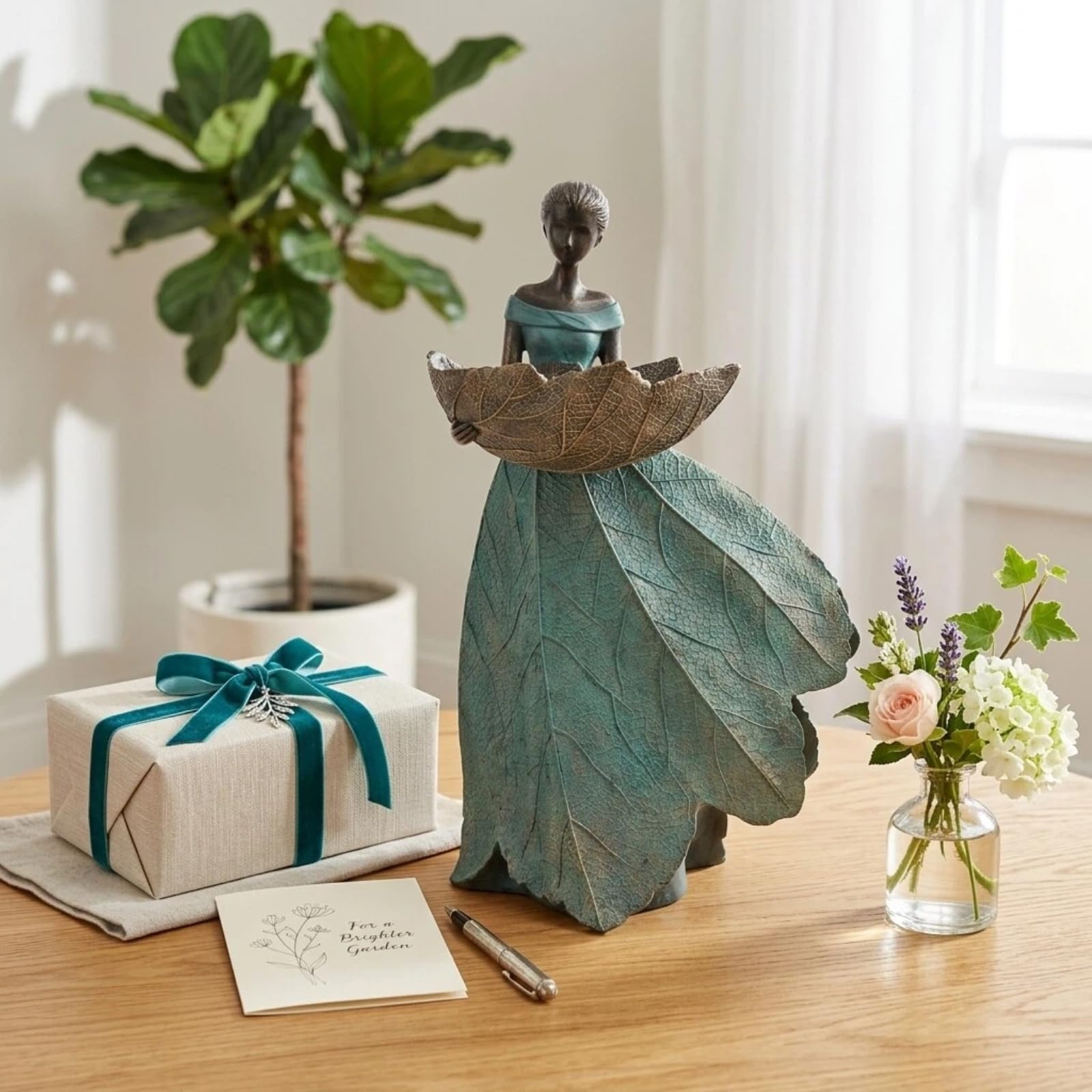 DiliComing fairy placed in flowerbed showing scale and garden integration