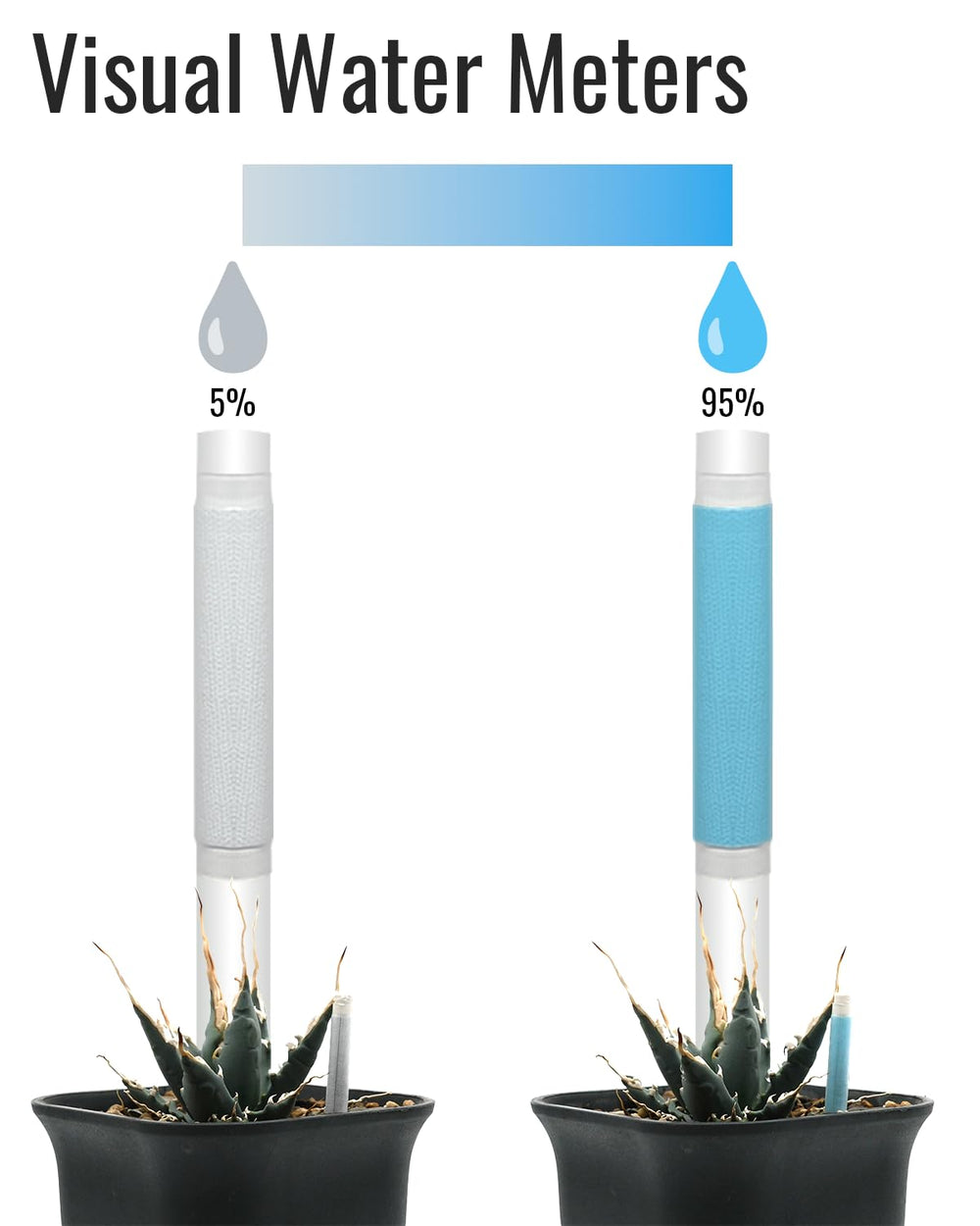 DILIGROW probe window close-up showing color-change indication for accurate watering