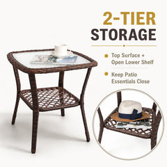 DIMAR GARDEN angle with coffee cups illustrating stable glass top for drinks