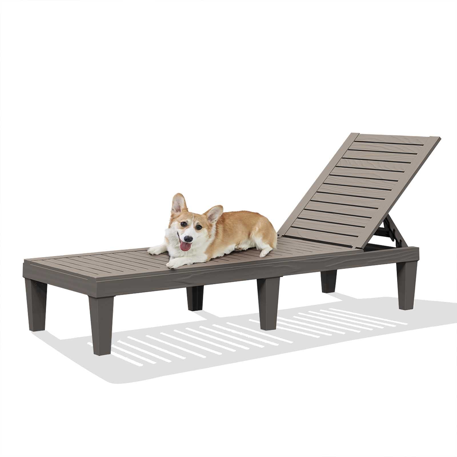 DIMAR GARDEN front view of taupe chaise showing sleek waterproof profile and comfort