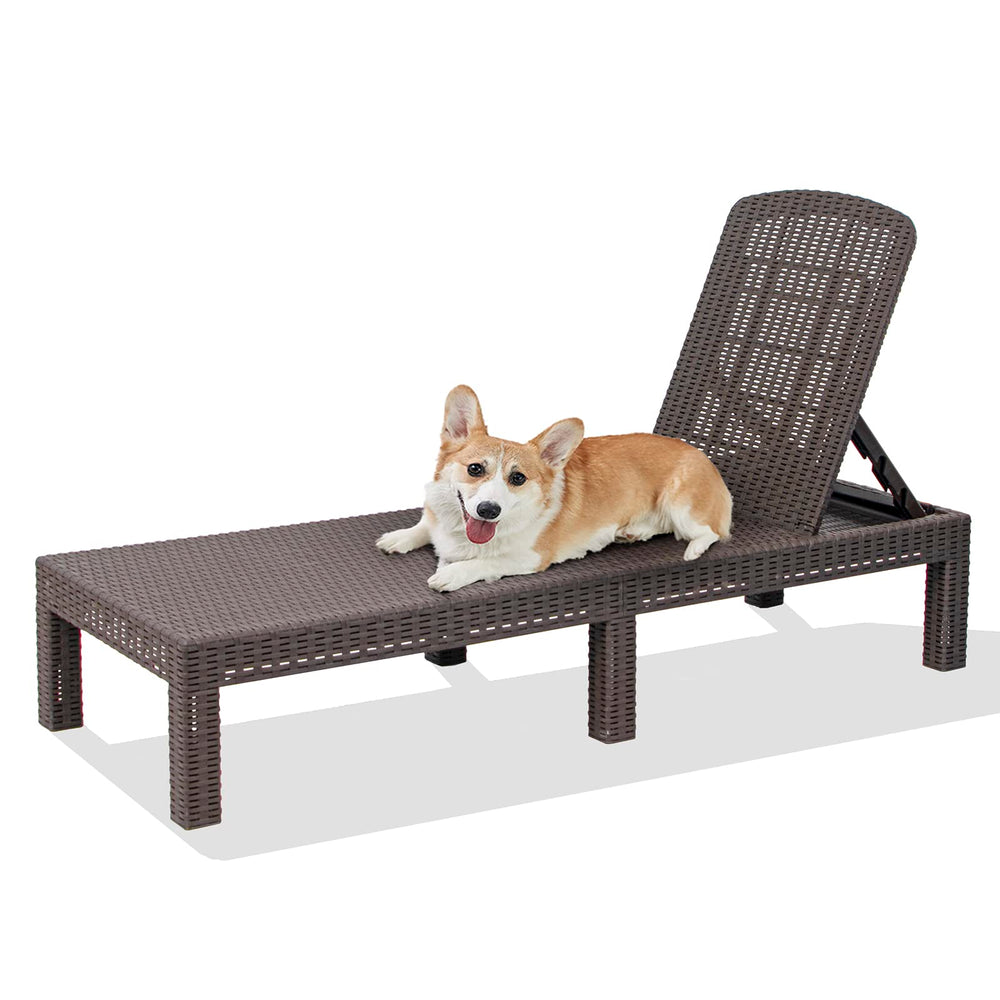 DIMAR GARDEN front view of chaise lounge showing stable frame and mocha finish for durability