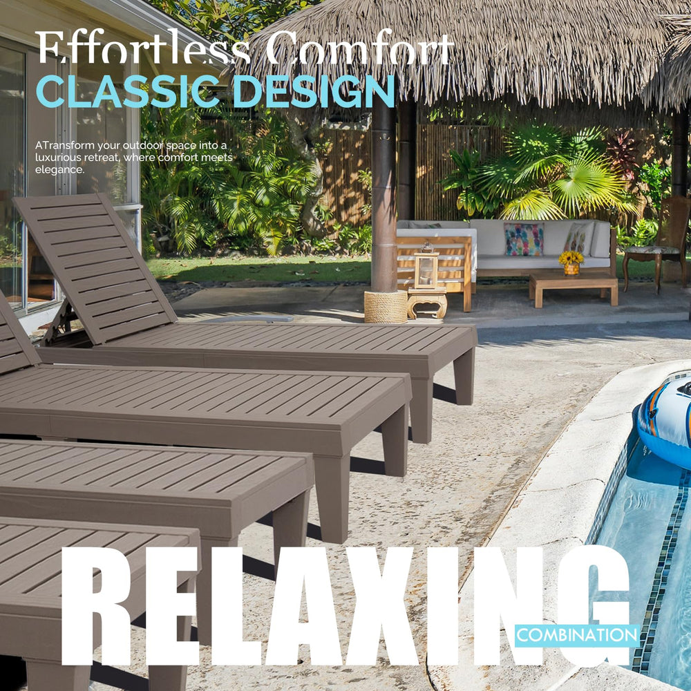 DIMAR GARDEN chaise with person reclining to show full-length scale and comfort